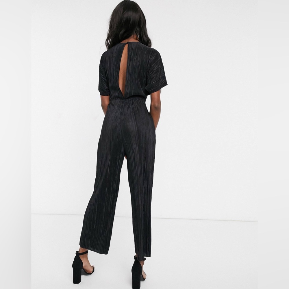 ASOS DESIGN plisse tie front culotte jumpsuit